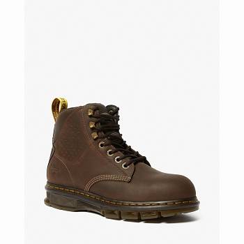 Dr Martens Britton Steel Toe - Tmavo Hnede Pracovne Cizmy Panske, D088SK